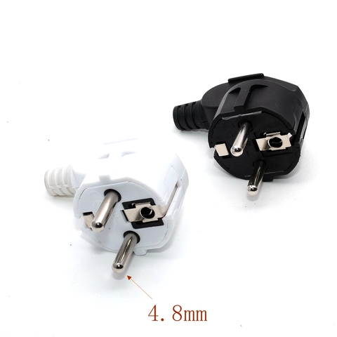 Conector acodado de 90 grados, 250v, 10a, 16a, francés, ruso, coreano, Alemania, Tailandia, cable de alimentación, enchufe, blanco y negro ► Foto 1/6