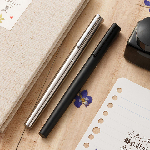 Jinhao-pluma estilográfica Extra fina/Punta fina de acero inoxidable, bolígrafos de tinta de Metal negro mate para escribir, papelería escolar y de oficina, 1 ud. ► Foto 1/6