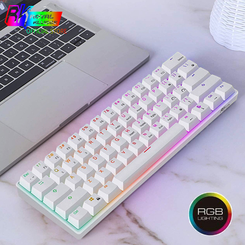 Teclado mecánico para jugar RK61, pequeño y compacto, con 61 teclas, Bluetooth 60%, RGB, azul, marrón y rojo, teclado TKL ► Foto 1/6