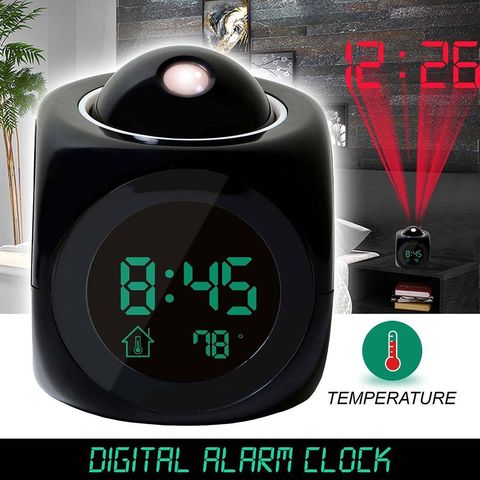 Proyección Digital tiempo LCD Despertador con función Snooze alarma de retroiluminación de pantalla LED proyector casa reloj Fondo reloj de mesa ► Foto 1/6