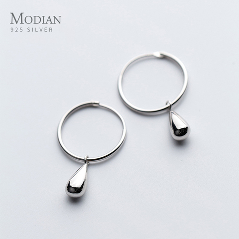 Modian Simple gotas de agua pendientes para las mujeres genuino 925 Sterling plata geométrica pendientes pendiente de moda joyería fina Bijoux ► Foto 1/5