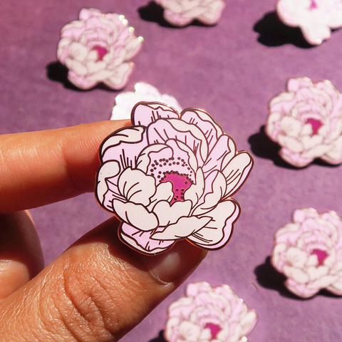 Peonías bonitas de flores, Pin de esmalte duro Pastel, amuleto de flores de plantas, broche dorado, arte romántico, insignia, bisutería única regalo ► Foto 1/2