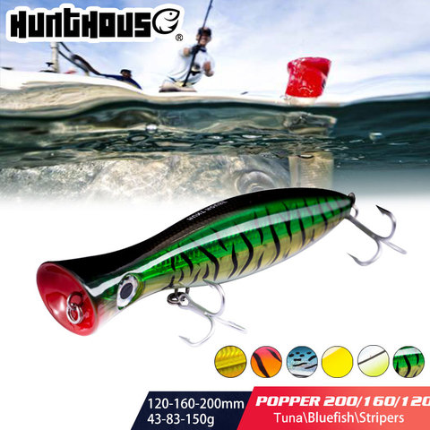 Hunthouse señuelo de pesca/200/160/120mm/150/83/43g big popper señuelo duro para pesca de aparejos de pesca lubina qué va a gancho ► Foto 1/6