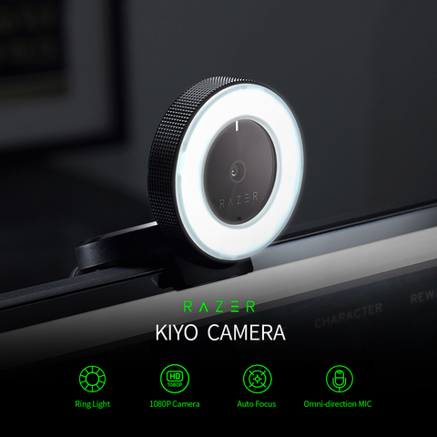 Razer Kiyo-cámara web de Streaming de escritorio, 1080P, con lámpara de luz de anillo Multipaso para Tik Tok, transmisión en vivo, color negro ► Foto 1/6