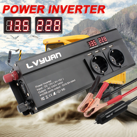 Inversor de gran potencia de 6000W para coche, convertidor de 3 enchufes de la UE, 4 salidas USB, 12v, 220v, dc12v, 220 ► Foto 1/6