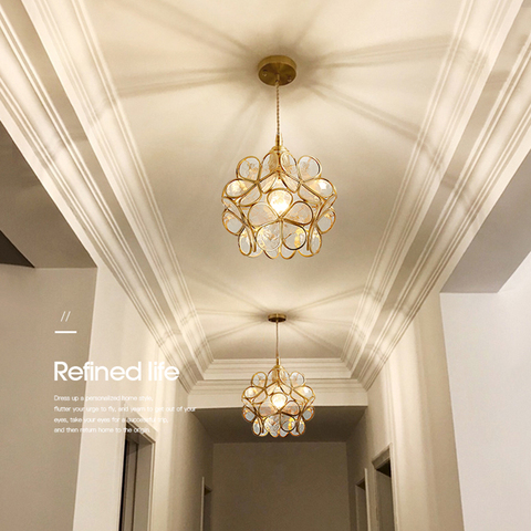 Luz nórdica moderna minimalista para balcón, luz de pasillo, Iluminación del pasillo, red de latón rojo, mesita de noche, candelabro pequeño, luz para puerta de entrada ► Foto 1/5