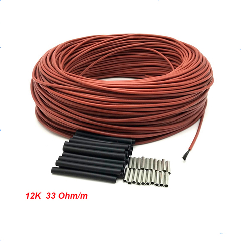 Cable de calefacción de fibra de carbono, cubierta de goma de silicona mejorada, 33 Ohm/m 3mm, 100 metros ► Foto 1/6