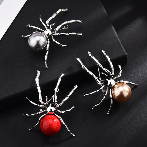 Broche de araña y Perla Vintage para hombre y mujer, alfileres de solapa de insectos de moda coreana, insignia de ramillete, regalos de joyería, accesorios ► Foto 1/6