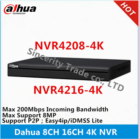 Dahua-grabador de vídeo de red, 4K, NVR, NVR4208-4KS2/L, 8 canales, NVR4216-4KS2/L, 16 canales, sin puertos PoE, compatible con cámara ip de 12mp ► Foto 1/2