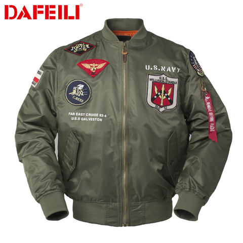 Otoño Top gun US Navy MA1 letterman varsity béisbol Pilot air force flight caza táctico militar ejército chaqueta hombres ropa ► Foto 1/6