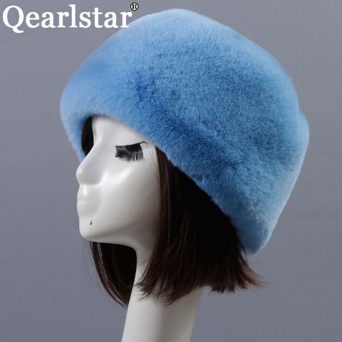 Qearlstar-gorros de invierno de estilo ruso para mujer, gorros gruesos y esponjosos de piel sintética, gorros para esquí, gorro con pelo, ZKG21 ► Foto 1/6