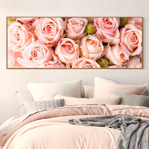 Pintura de diamantes rosa con patrón de rosas, pintura decorativa de diamantes de imitación, conjunto de mano, flores, bordado de diamantes artesanal ► Foto 1/6