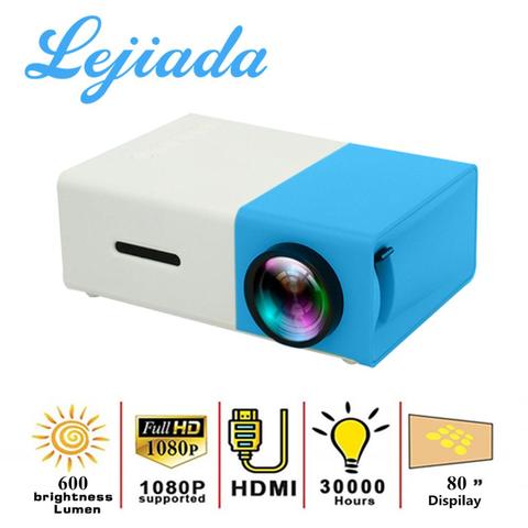 LEJIADA YG300 Mini proyector LED de 320x240 píxeles compatible con proyector portátil de 1080P reproductor multimedia en casa altavoz incorporado ► Foto 1/6