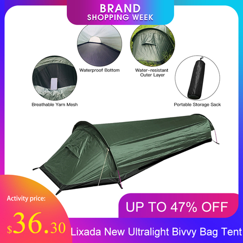 Lixada nueva ultraligera Bivvy bolsa tienda, 100% impermeable saco de dormir cubierta Bivvy saco para supervivencia al aire libre, Bushcraft, Bivy Bag ► Foto 1/6