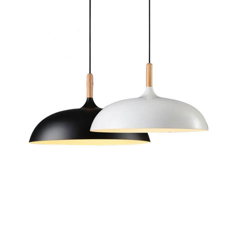 Lámpara colgante de hierro y roble para decoración del hogar, luz LED E27 moderna de estilo nórdico, placa de luz colgante ► Foto 1/6