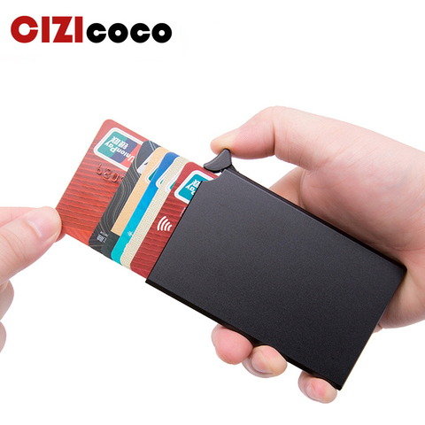 Cartera inteligente antirrobo RFID Unisex, porta tarjetas de identificación delgada, tarjetero de Metal sólido automático, Mini ► Foto 1/6