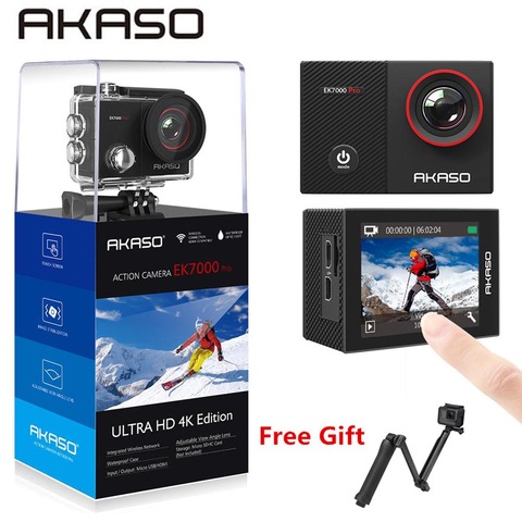 AKASO Go-Cámara de Acción EK7000 Pro 4K, con pantalla táctil EIS, ángulo de visión ajustable, 40m, cámara de buceo, Control remoto, cámara deportiva ► Foto 1/6