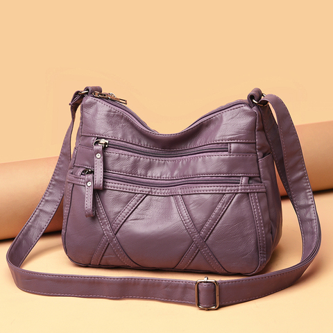 Bolso de hombro informal para mujer, bolso cruzado de cuero Pu pequeño a la moda con hilo de coser, novedad de 2022 ► Foto 1/6