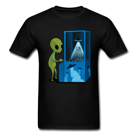 UFO Alien-camisetas con cuello redondo para hombre, ropa deportiva de algodón con cuello redondo, camiseta verde ► Foto 1/6