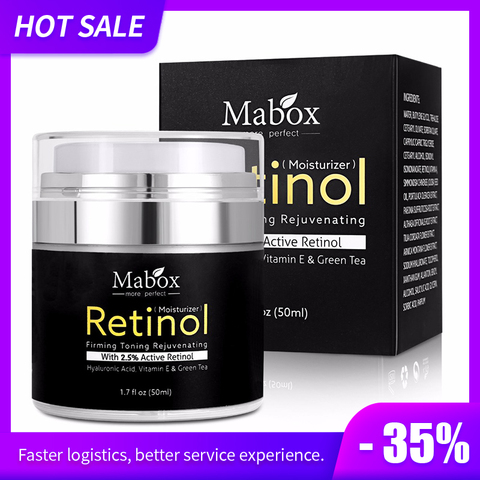 Mabox-Crema facial hidratante, crema blanqueadora suave con ácido hialurónico, con retinol al 2,5 %, antiedad, elimina las arrugas, vitamina E, colágeno ► Foto 1/6