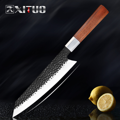 XITUO-cuchillo de Chef de acero inoxidable de alto carbono, hecho a mano, rebanado afilado, carne, verduras, Kirin suke Nakiri, herramientas de cocina ► Foto 1/6