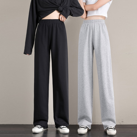 Pantalones de pierna ancha para mujer, ropa de calle para mujer, joggers de cintura alta de gran tamaño, estilo coreano, cálido para invierno, pantalones de deporte holgados harajuku 2022 ► Foto 1/6