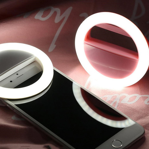 Selfie LED anillo Flash luz Portátil Selfie para teléfono lámpara pinza luminosa lámpara Cámara fotografía foco para vídeos lente luz para movil ► Foto 1/6