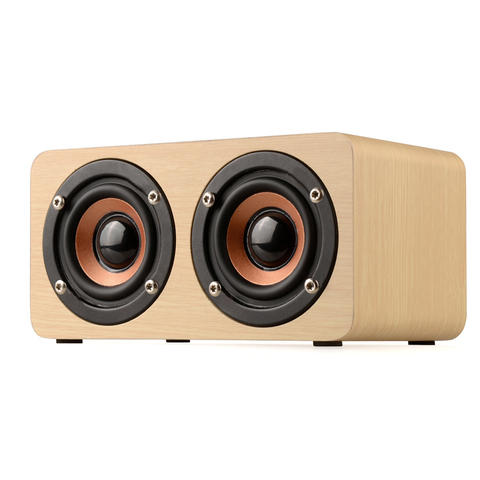 Altavoz inalámbrico de madera con Bluetooth, estantería HiFi de sonidos graves, caja de sonido Dual, compatible con tarjeta TF, reproductor de MP3, usb y AUX ► Foto 1/6