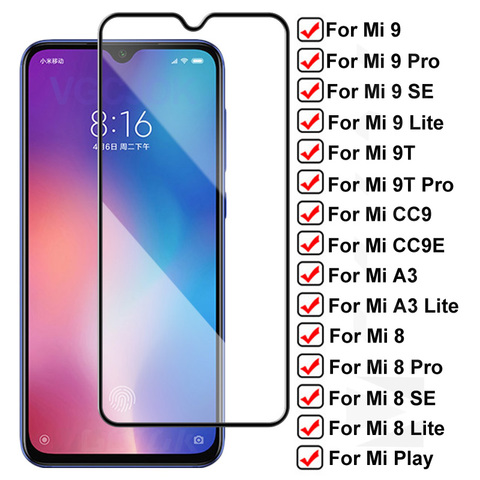 Protector de pantalla de vidrio templado para móvil, película de protección de vidrio templado de dureza 9H para Xiaomi Mi 9 Lite, 9T Pro, Mi9 SE, Mi 8, A3 Lite, CC9, CC9E ► Foto 1/6