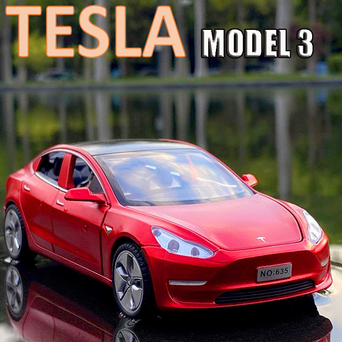 Coche de aleación modelo Tesla 3 para niños, escala 1:32, fundido y vehículos de juguete, coches de juguete, envío gratuito ► Foto 1/6