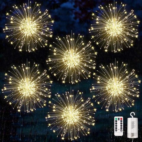 Tira de luces LED parpadeantes para decoración de interiores y exteriores, luces de fuegos artificiales con batería AA, 120/180Leds, para vacaciones, Festival, navidad ► Foto 1/6