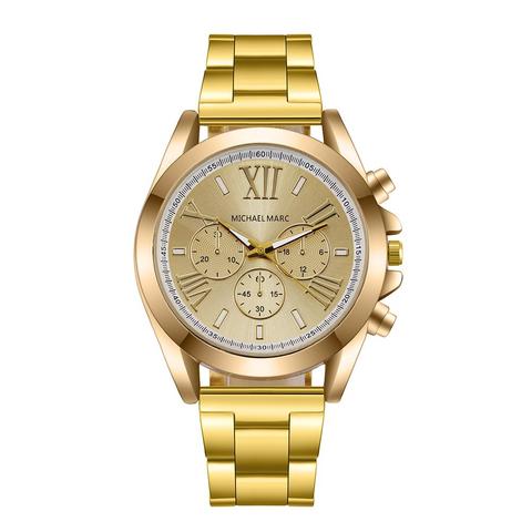 Reloj de pulsera de cuarzo para mujer, cronógrafo de acero inoxidable, dorado y plateado, a la moda, marca lujosa, regalo, 2022 ► Foto 1/6