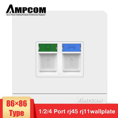 AMPCOM 86-Panel de enchufe de ordenador, módulo de red RJ11 RJ45, interfaz de Cable, toma de corriente de pared, equipo eléctrico ► Foto 1/6