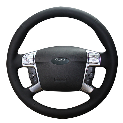 Climatizada protector para volante de coche para Ford Mondeo Mk4 2007-2012 S-Max 2 Estilo de coche de cuero de microfibra trenza en el volante ► Foto 1/6