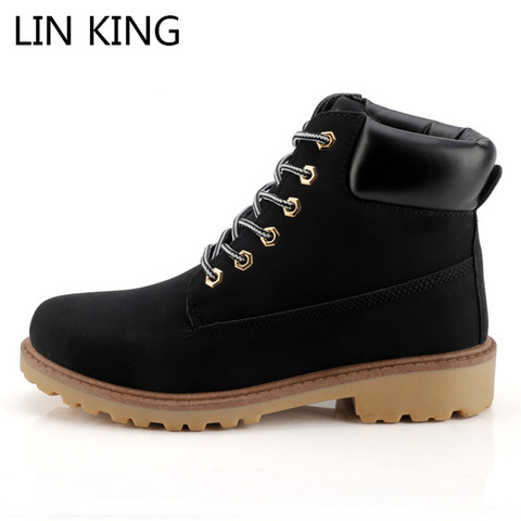 LIN KING-Botas de nieve impermeables para hombre y mujer, botines Unisex, zapatillas informales, calzado corto de piel cálida para invierno ► Foto 1/6