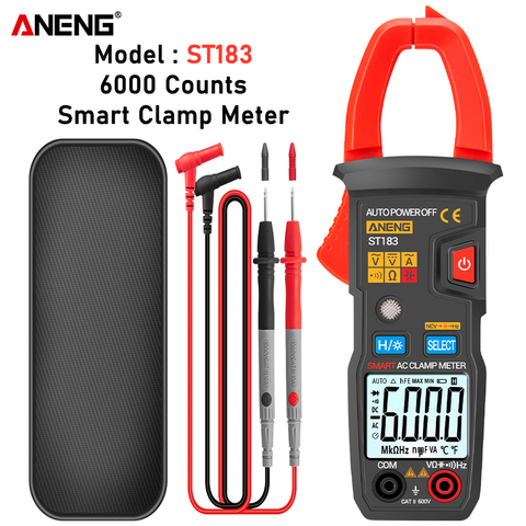 ANENG ST183 pinza amperimetrica multimetro tester digital multimeter profesional polimetro amperimetro de gancho pinzas amperimetricas metro dc tester comprobador de corriente abrazaderas de apriete clamp multimeter ► Foto 1/6