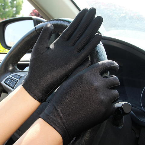 Guantes de lycra a la moda para hombre y mujer, Sexy, protección solar, color blanco y negro, fino corto, elásticos, de baile ► Foto 1/6