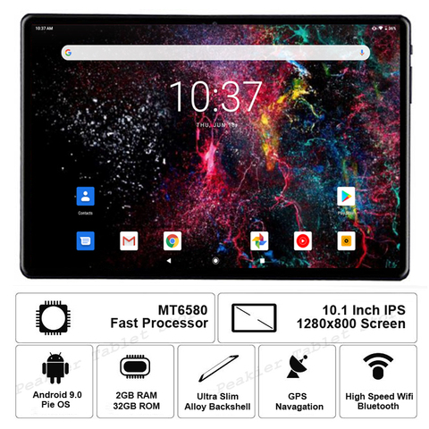 Nueva versión de Google Android 9,0 OS 10 pulgadas tableta Dual SIM tarjetas 3G llamada de teléfono 1280*800 IPS 2.5D de niños tabletas 10 10,1 + regalos ► Foto 1/6