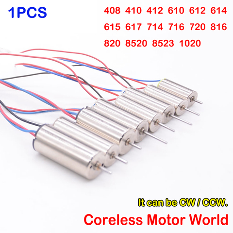 1 Uds DC 3V-3,7 V Motor Sin Núcleo 408, 412, 610, 612, 614, 615, 617, 714, 716, 720, 816, 820, 8520, 8523, 1020 de alta velocidad para RC Drone Quadcopter ► Foto 1/6