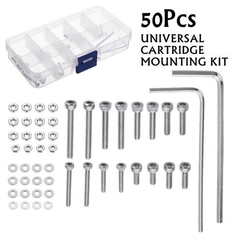 50 unids/set M2.5 Universal giratorio cabezal cartucho Kit de montaje de acero inoxidable pernos tornillos tuercas conjunto con el caso ► Foto 1/6