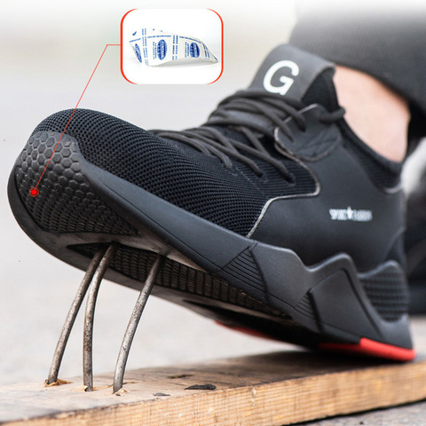 Botas de seguridad con punta de acero para hombre, zapatos de trabajo transpirables e informales para exteriores, calzado de construcción para otoño, de talla grande 50 ► Foto 1/6