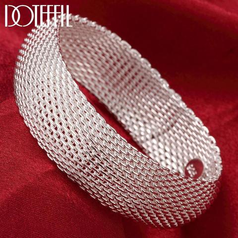 DOTEFFIL-pulsera trenzada para mujer, de Plata de Ley 925 auténtica, para boda, compromiso, fiesta, estilo americano y europeo, joyería ► Foto 1/6