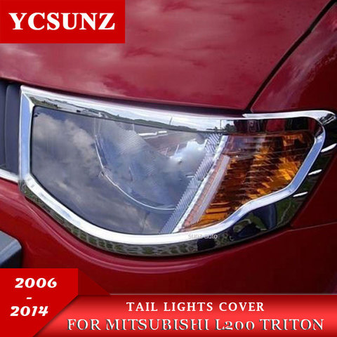 Cubierta cromada para faros delanteros de coche, accesorios para Mitsubishi L200 Triton 2006 2007 2008 2009 2010 ► Foto 1/6