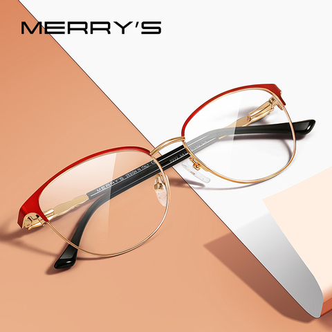 MERRYS-Montura de gafas de ojos de gato para mujer, anteojos de diseño Retro a la moda, gafas ópticas graduadas S2222 ► Foto 1/6