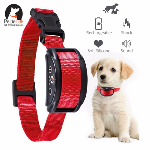 Perro Collar de corteza w/5 ajustable sensible recargable corteza Collar de choque para pequeñas y grandes perro de tamaño-7 etapa ciclo en marcha ► Foto 1/6