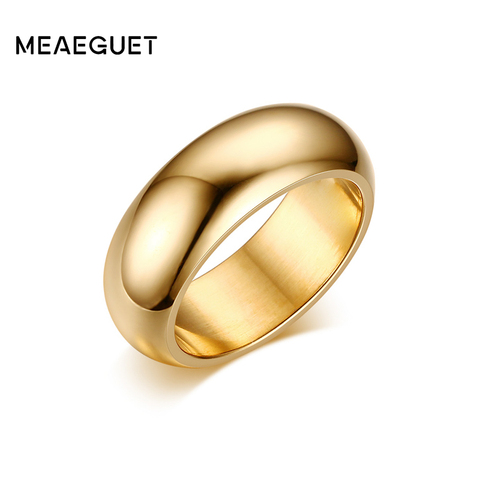 Meaeguet-anillos de boda clásicos de 7mm de ancho para hombre y mujer, joyería de acero inoxidable redonda, joyería de compromiso, bandas de boda, venta al por mayor ► Foto 1/6