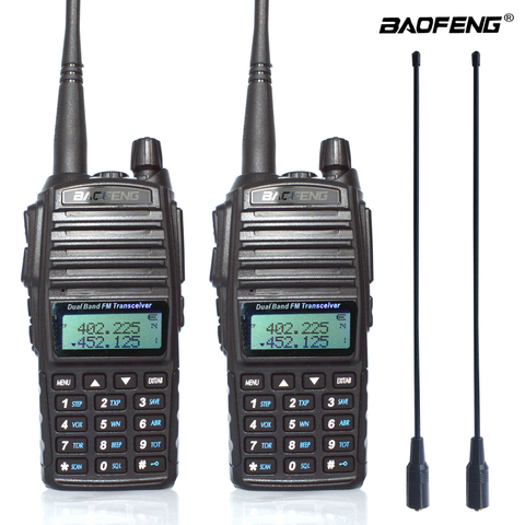 2 unids/set 8W Original portátil de dos vías Radio UV 82 doble PTT Radio BaoFeng UV-82 de doble banda de dos vías transceptor de Radio + 771 antena ► Foto 1/6