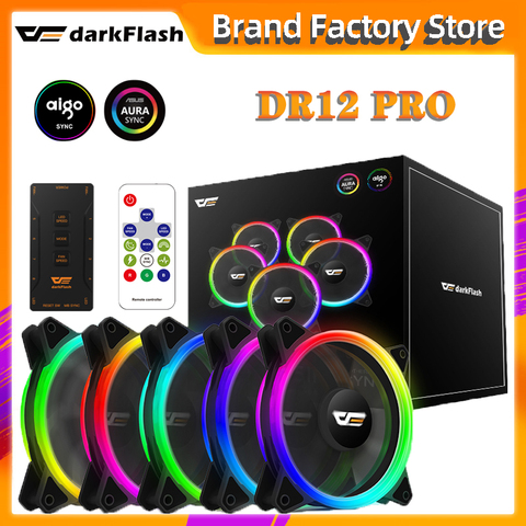 Darkflash-ventilador de refrigeración DR12 PRO aura sync de 120mm, RGB, velocidad ajustable, LED ajustable, 12cm, halo doble, Enfriador de ordenador, argb, ventilador con cubierta ► Foto 1/6