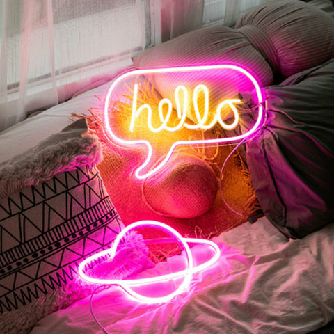 Manguera LED, luces de neón, Panel de luces de neón, tienda de fiesta de Navidad, decoración de pared del hogar, lámpara de neón de 10 colores, Love Hello ► Foto 1/5