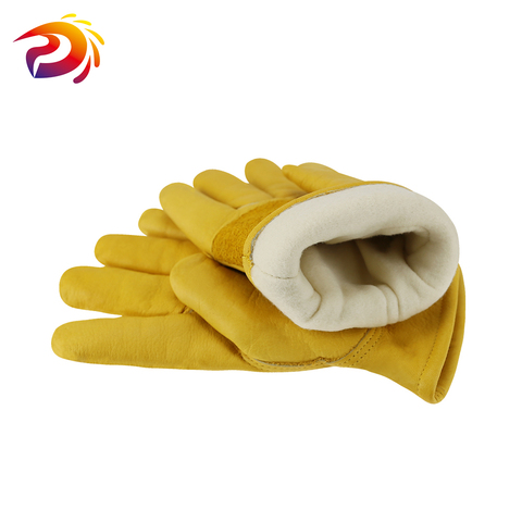 Guantes de trabajo para invierno de cuero de vaca, térmicos, para motocicleta, clima frío, forro de algodón, congelador, envío desde Rusia ► Foto 1/6